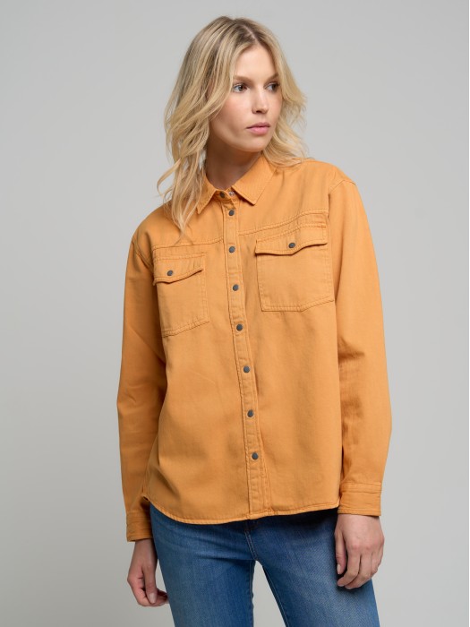 Dámska oranžová košeľa Elyria s opraným efektom 701